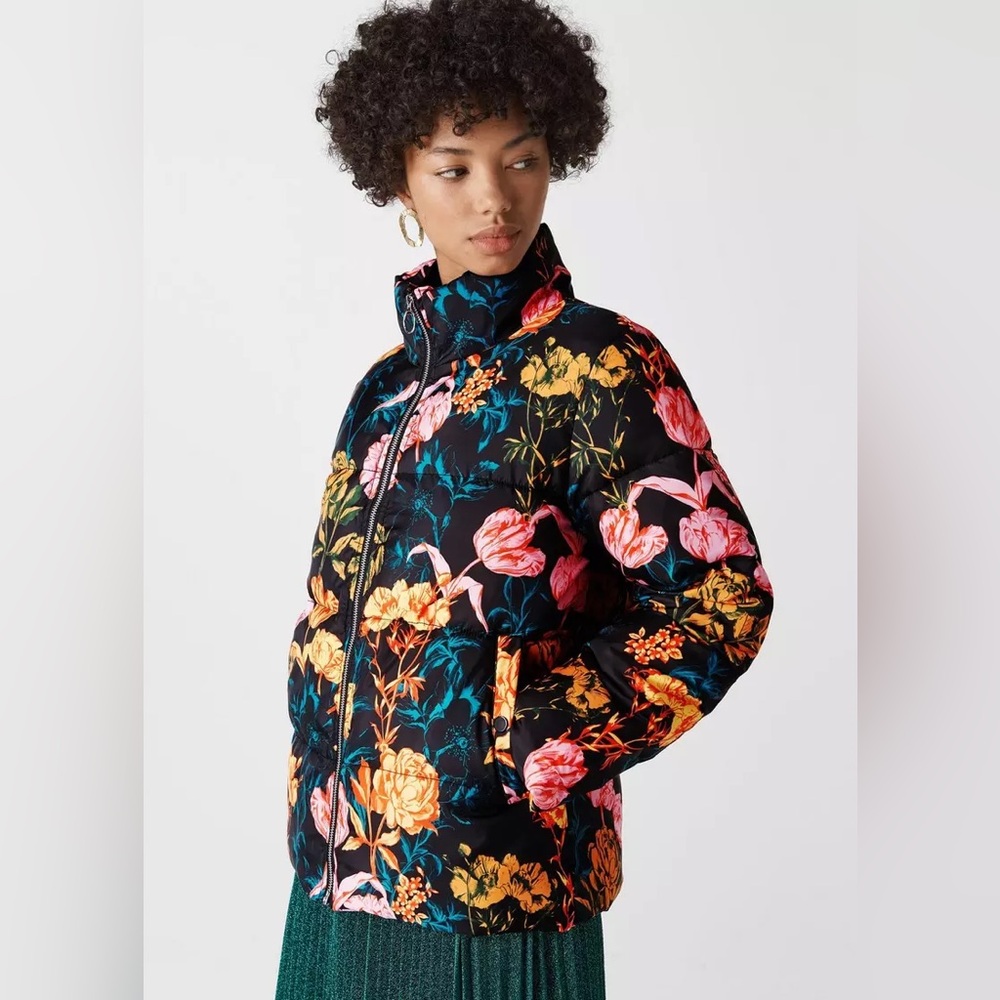 Whistles Multicolour Floral Printed Puffer Jacket Size XS